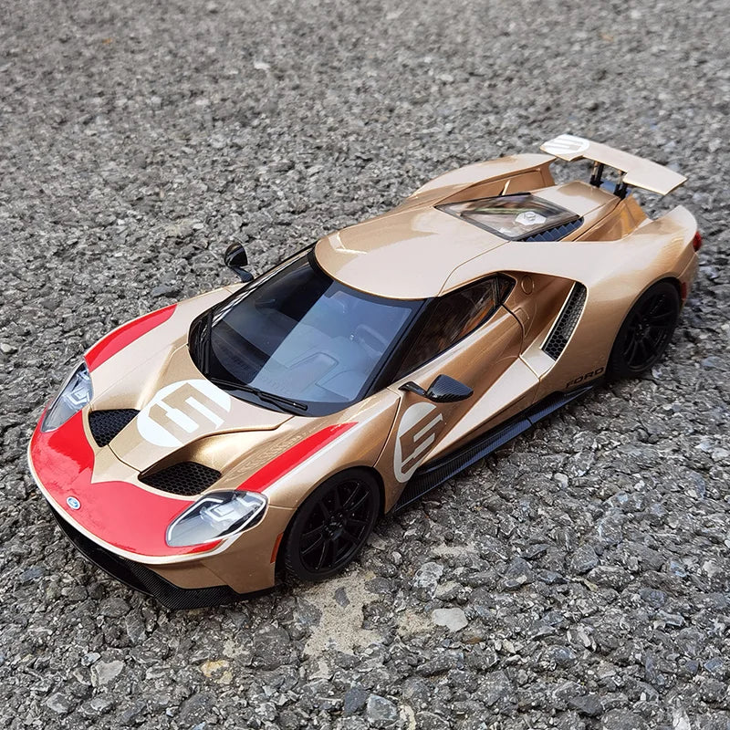 AUTOart 1:18 FORD GT FORD HERITAGE EDITION Car Scale Model White 72926 Red 72927 Gold 72928 Gold - IHavePaws