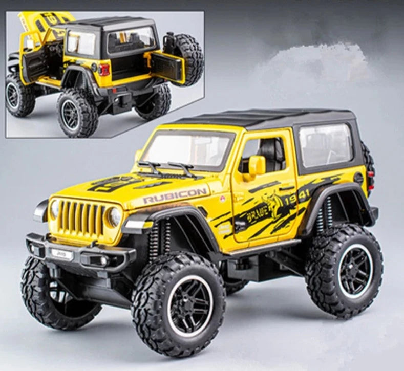 1:30 Jeep Wrangler Rubicon Alloy Car Model Diecast & Toy Metal Refit Off-road Vehicles Car Model High Simulation Childrens Gift B Yellow - IHavePaws