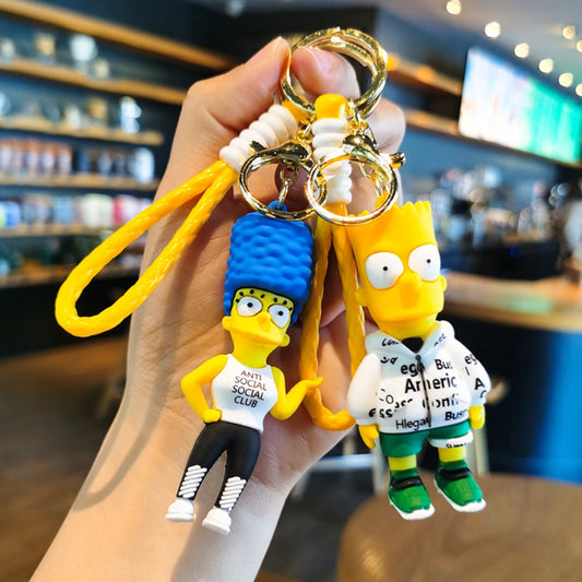 Anime Simpson keychain cartoon action doll keychain kids pendant couple fashion auto parts gift key ring wholesale - ihavepaws.com