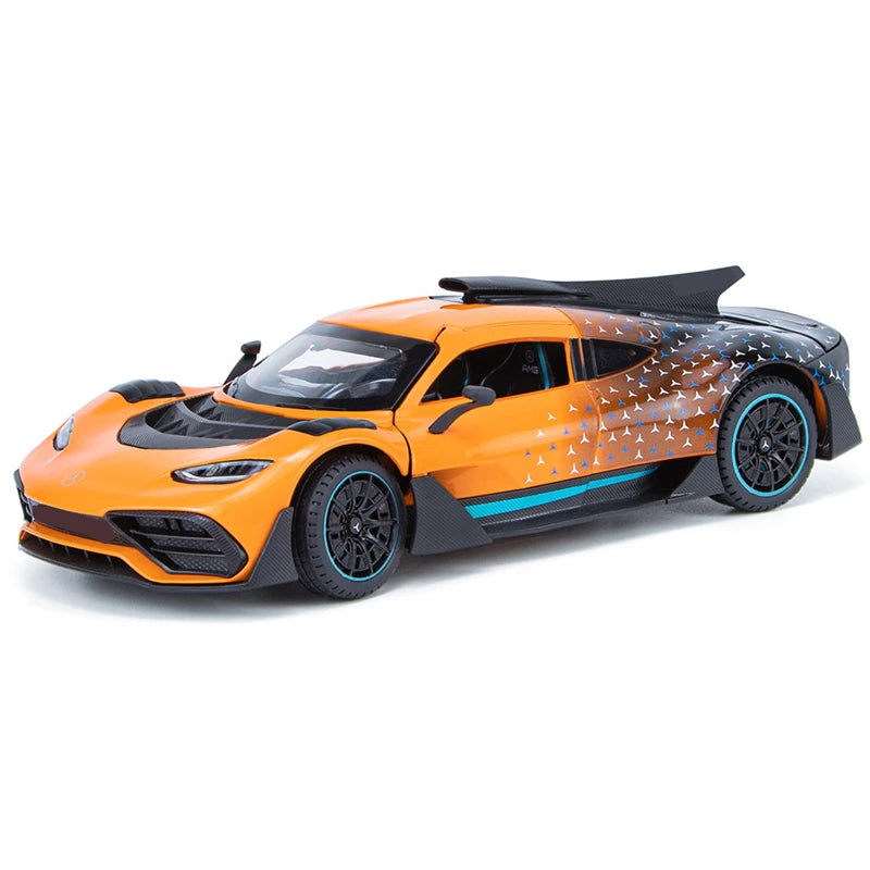 1/24 Bens-One Track Alloy Sports Car Model Diecasts Metal Vehicles Car Model Sound and Light Simulation Collection Kids Toy Gift Orange - IHavePaws