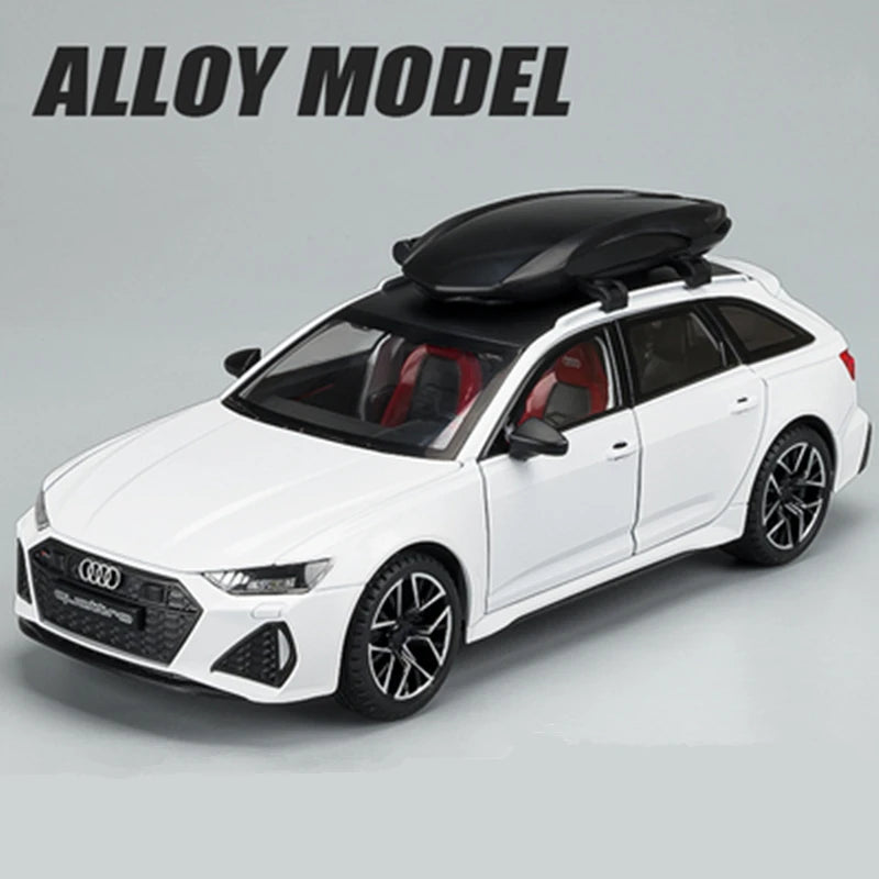1/24 Audi RS6 Avant Station Wagon Alloy Track Racing Car Model Diecast Metal Sports Car B White - IHavePaws
