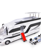 New Diecast Luxury RV Recreational Dining Car Model Metal Toy Camper Van Motorhome Touring Car Model Sound and Light Kids Gifts White 1 - IHavePaws