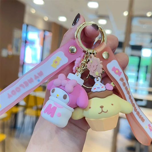 Cartoon Sanrio Family Snack Series Cute Keychain Couple Car Bag Pendant Exquisite Gift Wholesale - ihavepaws.com