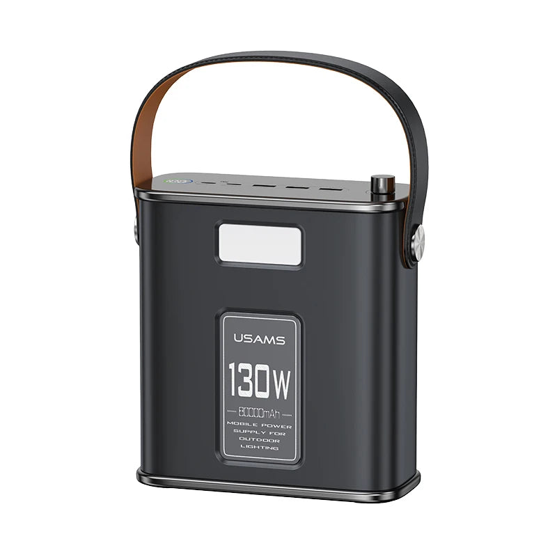 USAMS 130W Power Station 80000mAh Emergency Power Supply Poratble Fast Charger for Outdoor Camping Home Energy Power Storage Black power station - IHavePaws