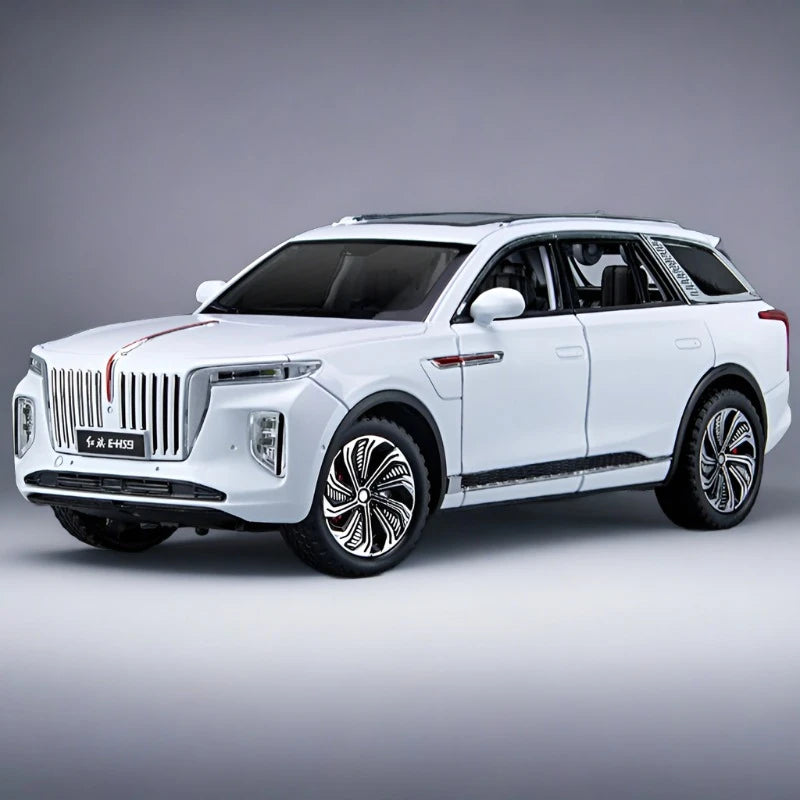 1/24 HONGQI E-HS9 SUV Alloy New Energy Car Model Diecast Metal Toy Vehicles Car Model High Simulation Sound and Light Kids Gifts White - IHavePaws