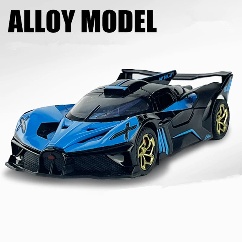 1:32 Bugatti Bolide Alloy Sports Car Model Diecast Metal Toy Concept Racing Car Vehicles Model Simulation Sound Light Kids Gifts Blue - IHavePaws