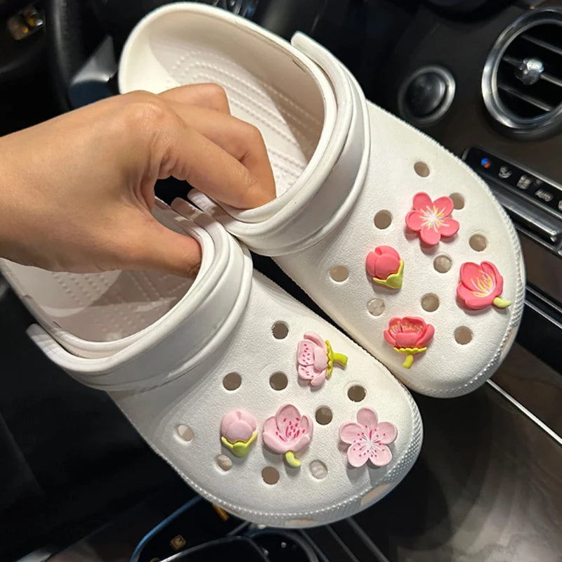 Romantic Cherry Blossom Hole Shoe Charm for Croc DIY Shoes Buckle Decaration for Crocs Charms Clogs Kids Boys Women Girls Gifts G - IHavePaws