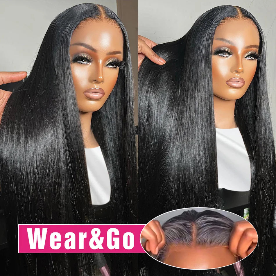 Bone Straight Glueless Human Hair Wig 5x5 HD Transparent Pre Cut Lace Closure Wig 4x6 Brazilian Wear and Go HD Lace Frontal Wigs