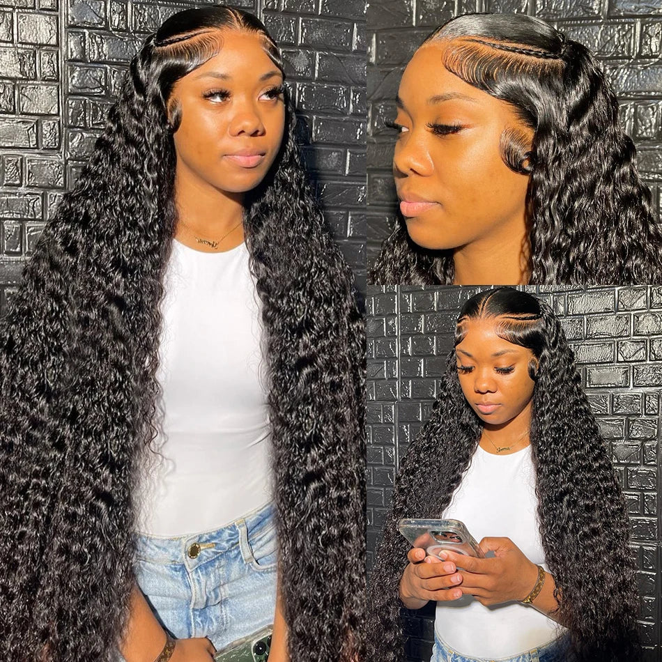 180 Density Curly 13x4 13x6 Lace Frontal Human Hair Wigs 30 36 inch Loose Deep Wave Lace Frontal Wigs For Black Women