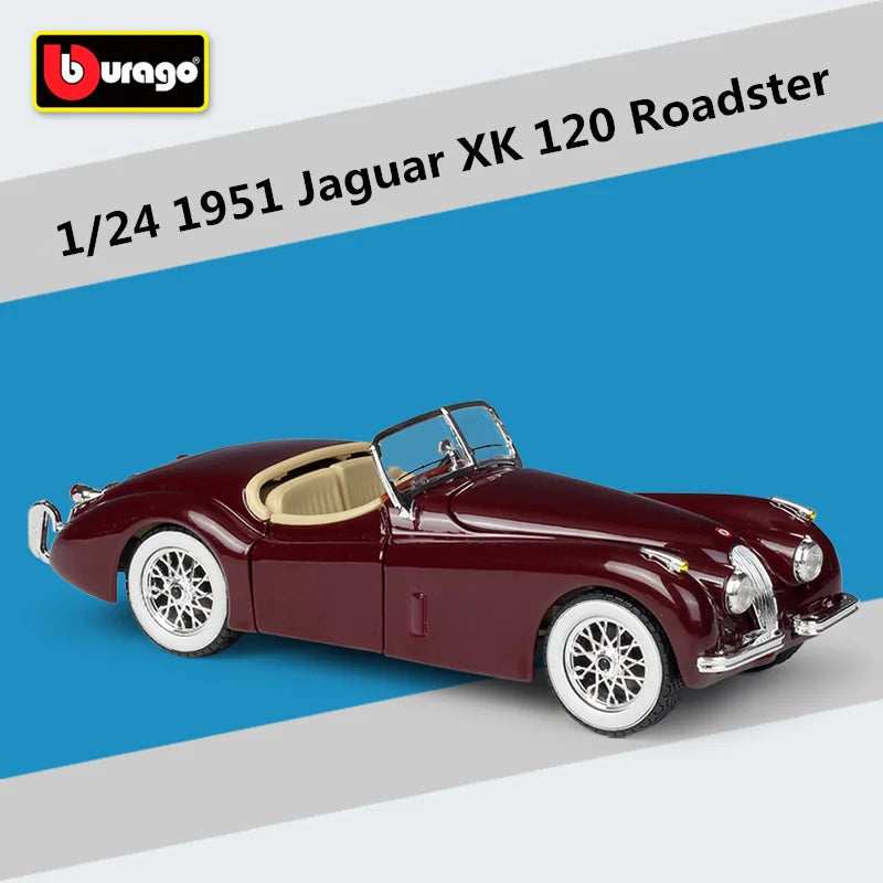 Bburago 1:24 1951 Jaguar XK120 Roadster Alloy Classic Car Model Diecasts Metal Retro Sports Car Model Simulation Kids Toys Gifts Red - IHavePaws