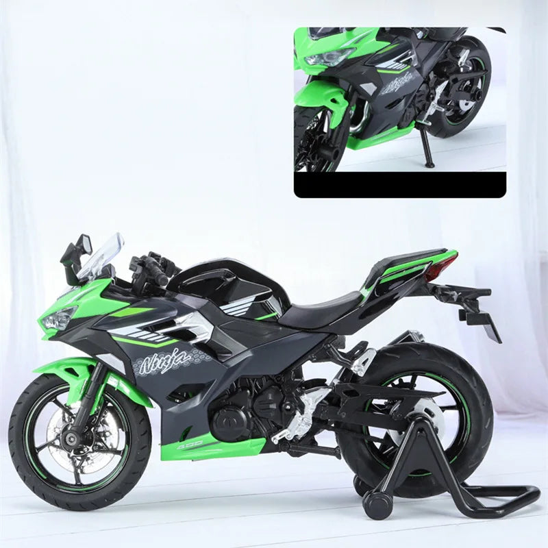1/12 Kawasakis Ninja 400 Racing Cross-country Motorcycle Model Metal Street Motorcycle Model Sound and Light Collection Kid Gift