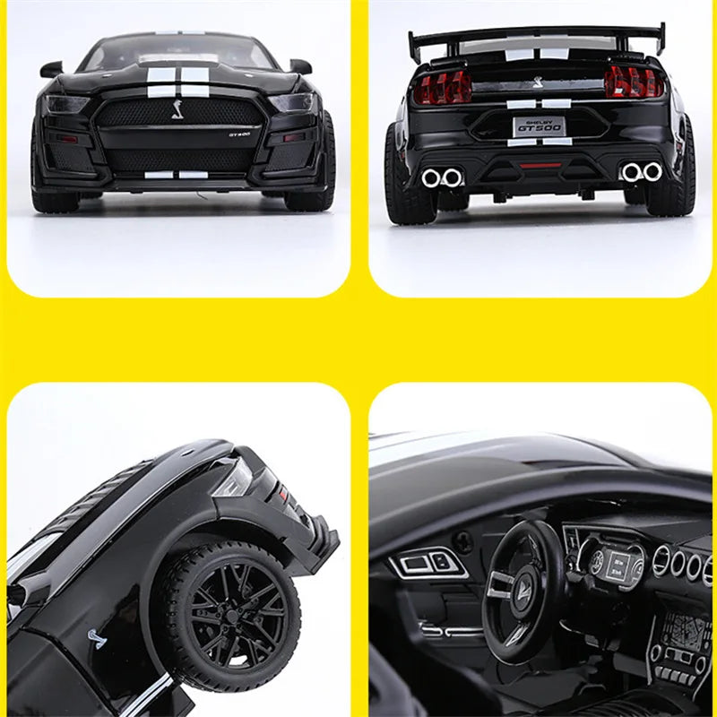 Large Size 1/18 Ford Mustang Shelby GT500 Alloy Sports Car Model Diecasts Metal Racing Car Model Sound and Light Kids Toys Gifts - IHavePaws
