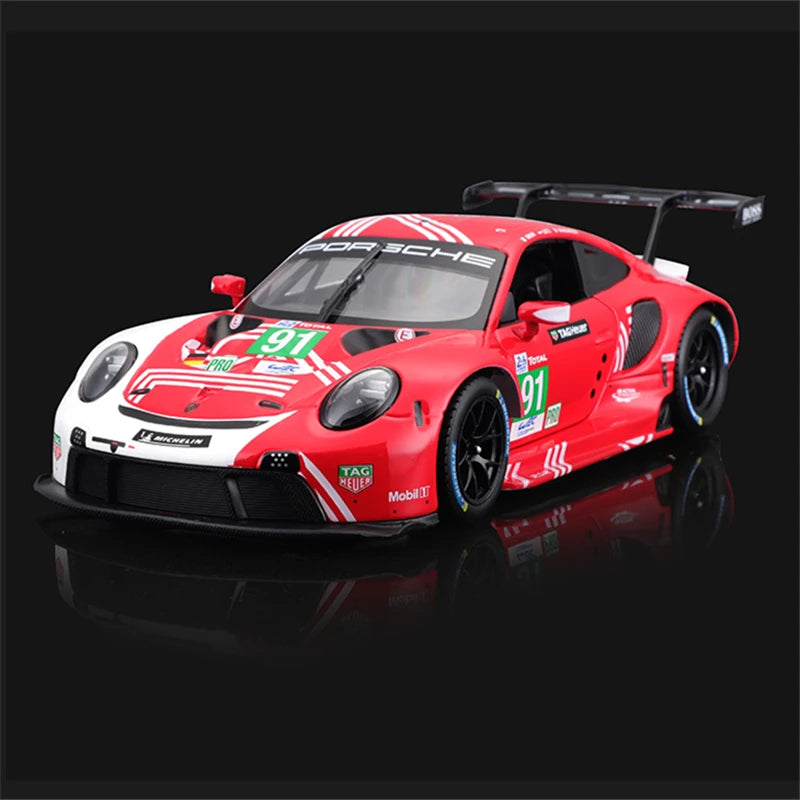 Bburago 1:24 Porsche 911 RSR Alloy Sports Car Model Diecast Metal Toy Vehicles Car Model Simulation Collection Children Toy Gift Red - IHavePaws