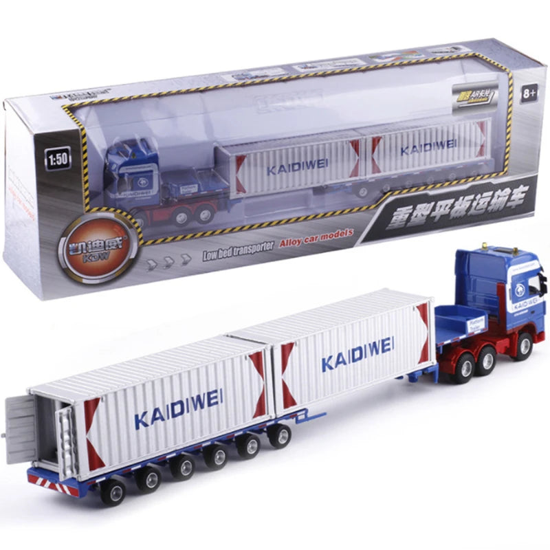 1/50 Diecast Urban Container Transport Car Model Alloy Metal Engineering Transport Truck Vehicle Semi Trailer Car Model Kids Toy