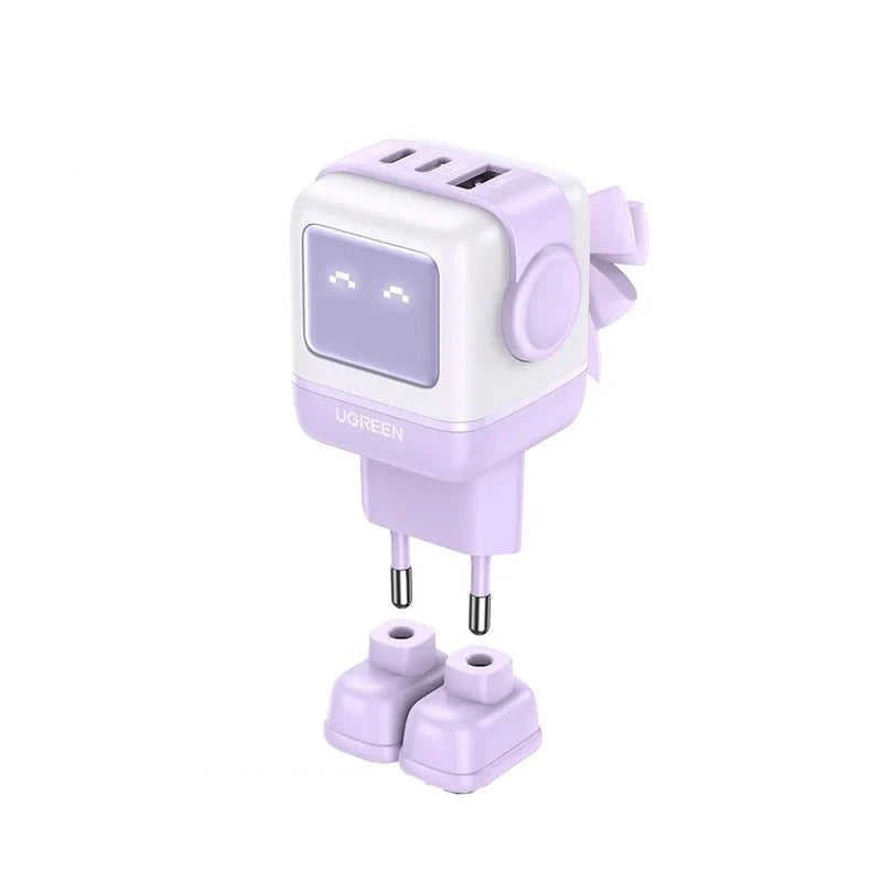 UGREEN 65W GaN Charger Robot Design Quick Charge 4.0 3.0 PPS PD Fast Charger for iPhone 15 14 13 Pro Macbook Laptop Tablet EU GaN 65W Purple - IHavePaws