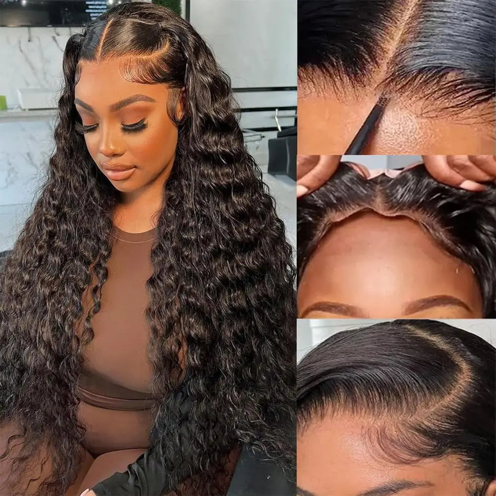 Wear And Go Glueless Wigs Human Hair Pre Plucked Pre Cut For Beginners Deep Wave Lace Front Wigs 13x4 HD Lace Frontal Wigs