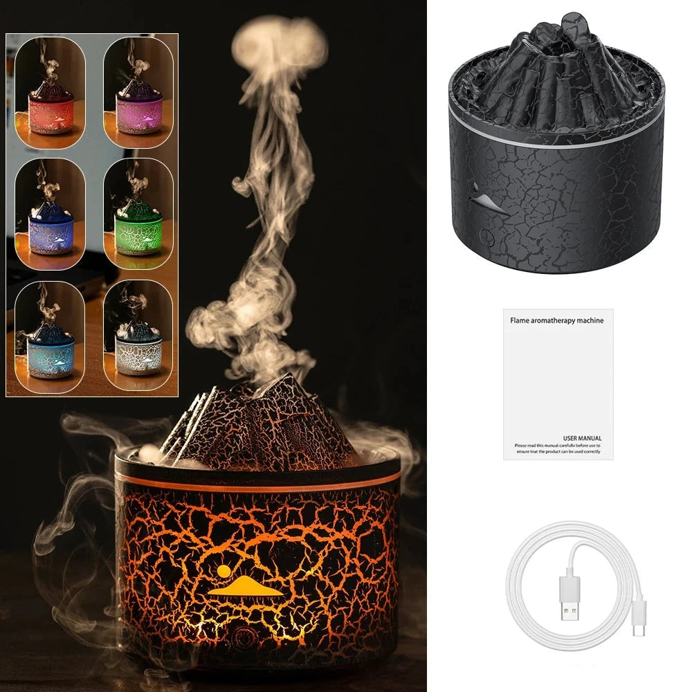 Volcanic Humidifier Flame Aroma Diffuser Black (7 colors 180ml) - IHavePaws