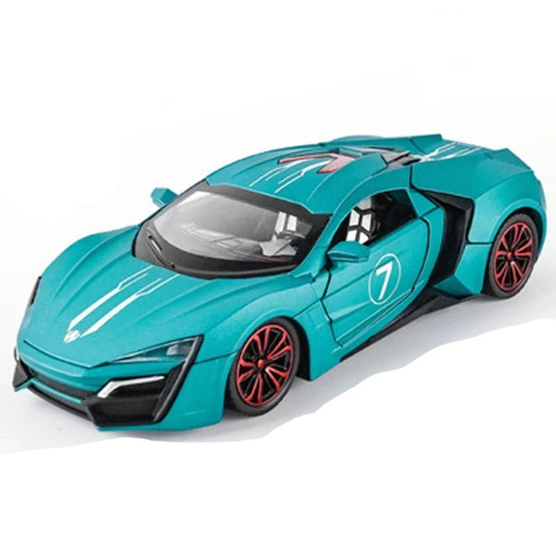 1:24 Lykan Hypersport Alloy Sport Car Model Diecasts & Toy Metal SuperCar Model Simulation Sound Light Collection Childrens Gift Blue - IHavePaws