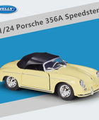 Welly 1:24 Porsche 356A Speedster Alloy Sports Car Model Diecast Metal Classic Car Vehicles Model High Simulation Kids Toys Gift Yellow Soft - IHavePaws