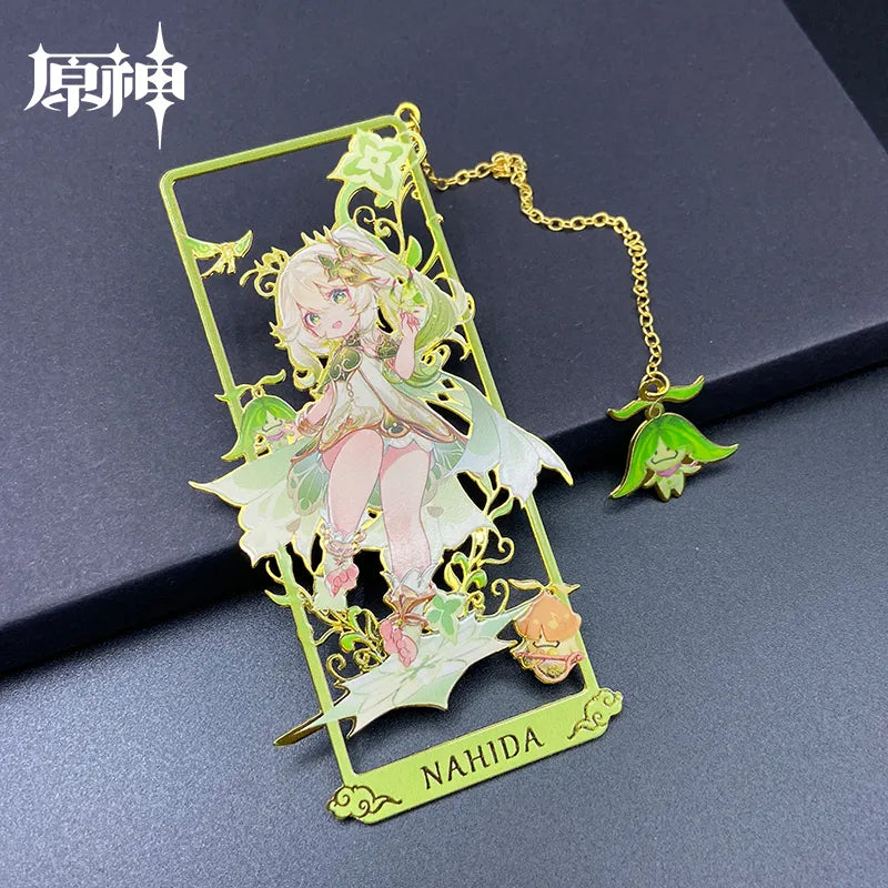 Anime Game Genshin Impact Hollowed Out Metal Bookmark Nahida Sangonomiya Kokomi Wanderer Zhongli Xiao Fans 2 - IHavePaws