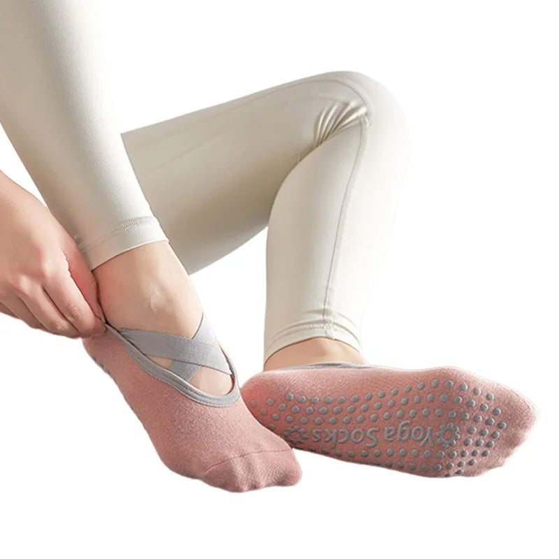 1Pair Professional Women Yoga Socks Silicone Anti-slip Ballet Pilates Socks Women Backless Breathable Bandage Dance Sports Socks - IHavePaws