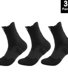 1/3pairs/Lot Men's Socks Compression Stockings Breathable Basketball Sports Cycling running Towel Socks High Elastic Tube Socks Black Long-3pairs / EU 39-45 - IHavePaws