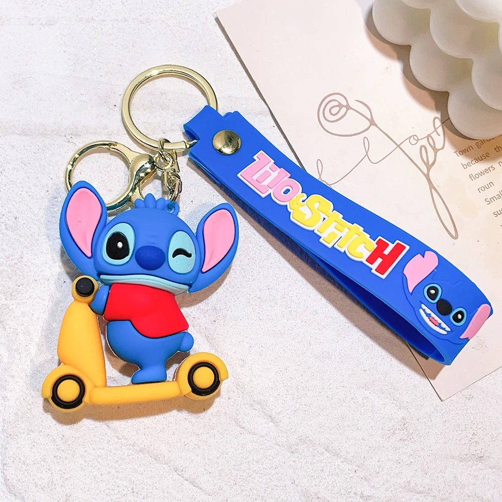 Anime Keychain Cartoon Minnie Mouse Mickey Stitch Cute Doll PVC Keyring Ornament Key Chain Car Pendant Kids Toys Gifts 6 - ihavepaws.com