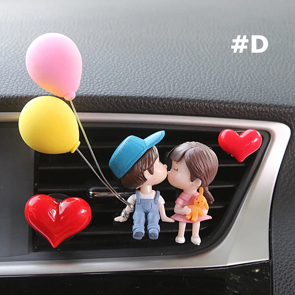 Boy Girl Couple Car Perfume Lovely Air Conditioning Aromatherapy Clip Cute Car Accessories Interior Woman Air Freshener Gift D Set - IHavePaws
