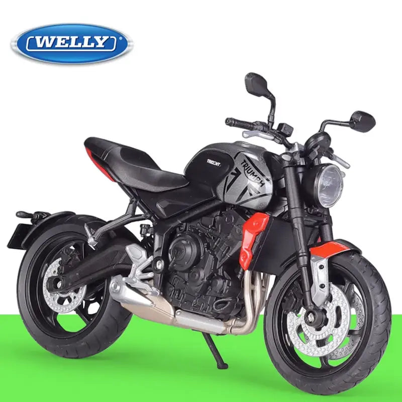 WELLY 1:12 2021 Triumph Trident 660 Alloy Racing Motorcycle Scale Model Simulation Diecast - IHavePaws