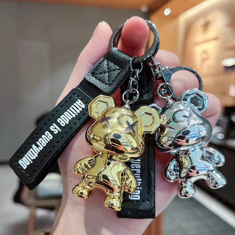 Creative Acrylic Electroplated Violent Bear Keychain Pendant Cartoon Animal Doll Car Key Chain Backpack Pendant Couple Gift - ihavepaws.com