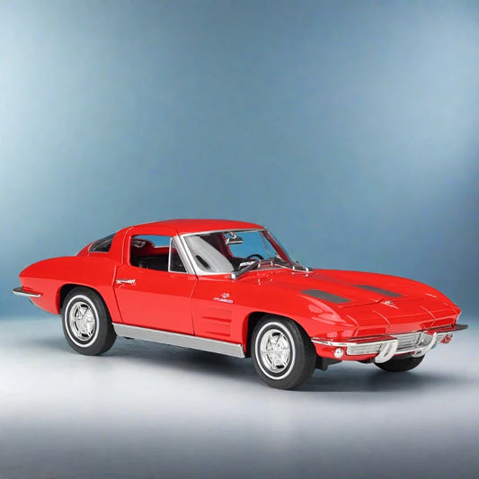 WELLY 1:24 1963 Chevrolet Corvette Alloy Sports Car Scale Model Diecast Red - IHavePaws