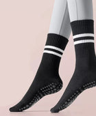 2024 Yoga Non-slip socks Silicone Indoor Women Professional Fitness Socks gym Floor Dance Pilates Mid-tube Bottom Sports Socks black / EU35-40 - IHavePaws