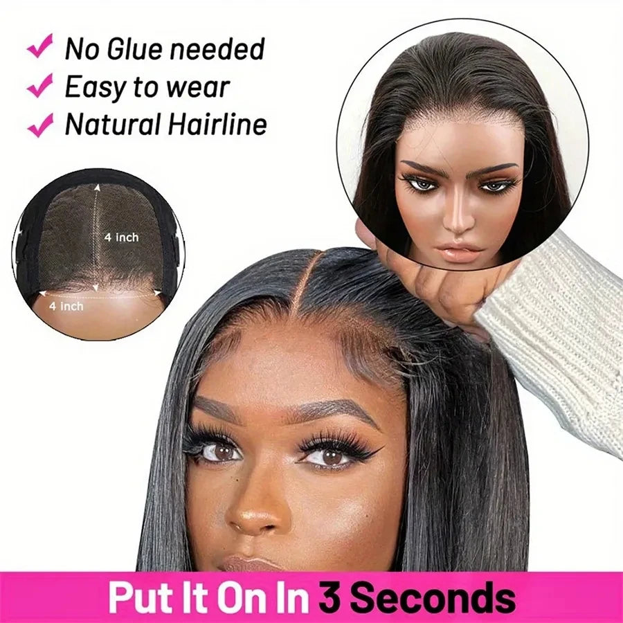 Wear To Go Glueless  6x4/5x5 Wig 34 36 Inch Bone Straight Wig Human Hair Pre plucked  Transparent Lace Front Wig For Black Women