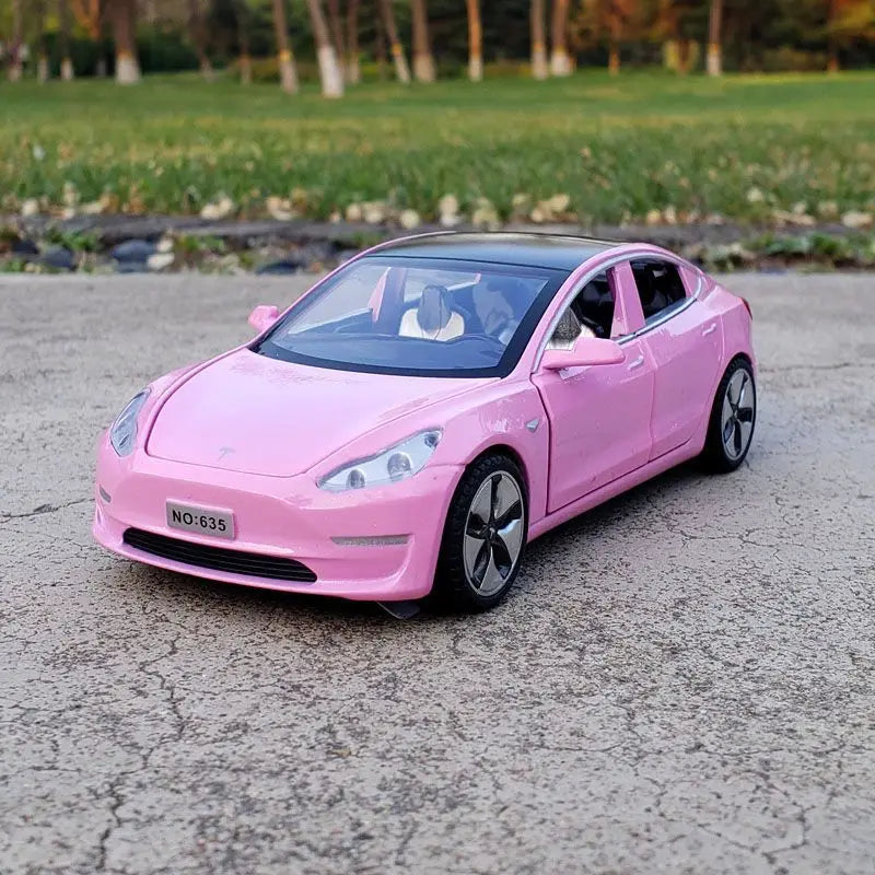 1:32 Tesla Model S 3 Alloy Car Model Simulation Diecasts Metal Toy Car Vehicles Model Collection Sound and Light Childrens Gifts Model 3 Pink - IHavePaws