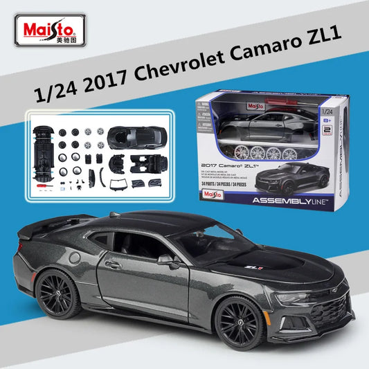 Maisto Assembly Version 1:24 2017 Chevrolet Camaro ZL1 Alloy Sports Car Model Diecast Metal Toy Racing Car Model Childrens Gifts Black - IHavePaws
