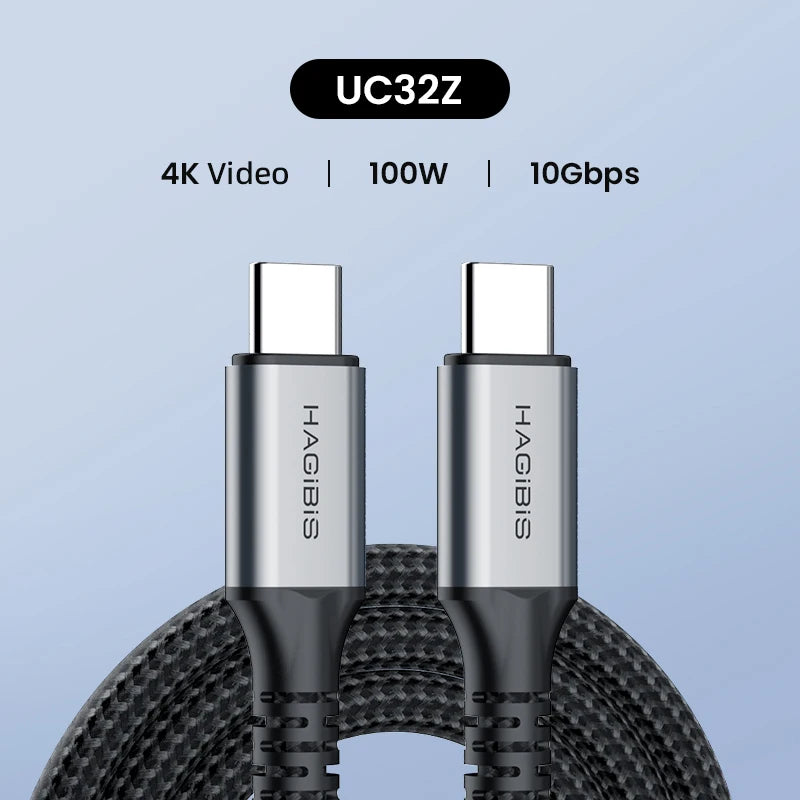 Hagibis USB C to USB C Cable USB 3.2 Gen 2 Type C Cable 10Gbps 4K 60Hz Video 100W Fast Charging for iPhone 15 Macbook Pro iPad Normal version / 1.2m - IHavePaws