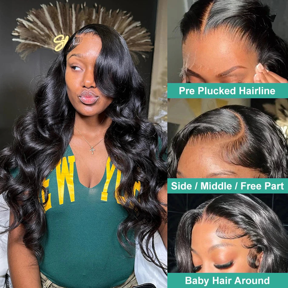 Brazilian  HD Transparent 4X4 13x4 13x6  Body Wave Lace Front Wig Pre Plucked 100% Human Hair Wigs For Women