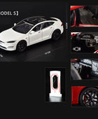 1:24 Tesla Model 3 Model Y Model X Roadster Alloy Car Model Diecast Metal Toy Vehicles Car Model Simulation Sound and Light Model S white - IHavePaws