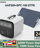 600W LifePo4 Power Station 595wh External Battery 100W Solar Generator Camping Portable Energy Storage System Fishing RV Outdoor UAF550 SP100 / 220V EU PLUG - IHavePaws