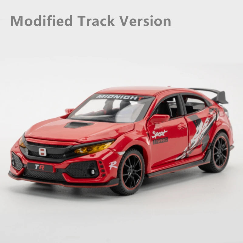 1:32 HONDA CIVIC TYPE-R Alloy Car Model Diecasts & Toy Vehicles Metal Sports Car Model Sound and Light Collection Modified Red - IHavePaws