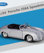Welly 1:24 Porsche 356A Speedster Alloy Sports Car Model Diecast Metal Classic Car Vehicles Model High Simulation Kids Toys Gift Silvery Open - IHavePaws