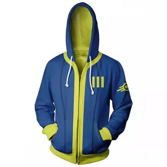 Fallout 4 Game Cosplay Costume Hoodie Vault 111 33 Shelter Zip Up 3D Print Jacket Sweatshirt street Coat - IHavePaws