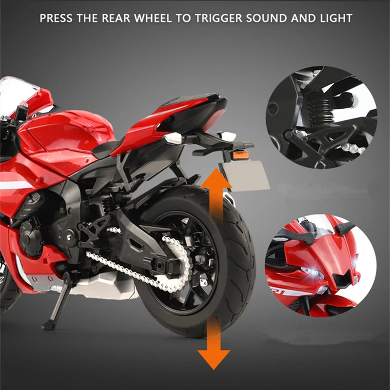 1:12 YZF-R1 R1 Alloy Racing Motorcycle Model Diecast Street Sports Motorcycle Model Simulation - IHavePaws
