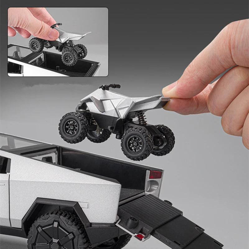 1/24 Tesla Cybertruck Pickup Alloy Car Model Diecasts Metal Toy Off-road Vehicles Truck Model Simulation Sound Light Kids Gifts - IHavePaws