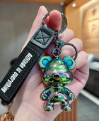 Creative Acrylic Electroplated Violent Bear Keychain Pendant Cartoon Animal Doll Car Key Chain Backpack Pendant Couple Gift Black - ihavepaws.com