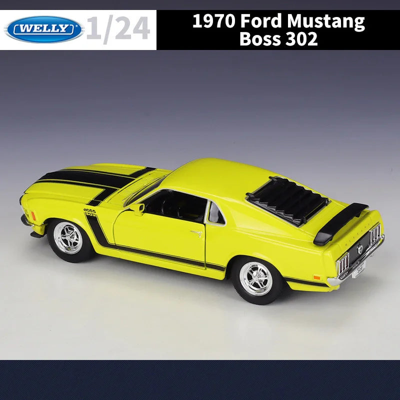 WELLY 1:24 1970 Ford Mustang BOSS 302 Alloy Racing Car Model Diecast Metal Sports Car Vehicle Model Simulation Children Toy Gift - IHavePaws