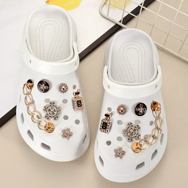 Shoe Charms for Crocs DIY Rhinestone Chain Flower Decoration Buckle for Croc Shoe Charm Accessories Kids Party Woman Girls Gift - IHavePaws
