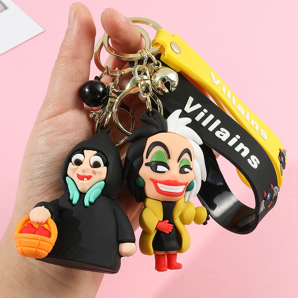 Anime Figure Villain Maleficent The Evil Queen Cruella Silicone Keychain Bag Key Ring Pendant Children Toy Birthday Gifts - ihavepaws.com