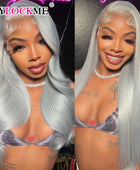 Silver Gray Lace Front Human Hair Wigs Transparent 13x4 Lace Wig Body Wave Lace Frontal Wig For Women Remy Wig MYLOCKME