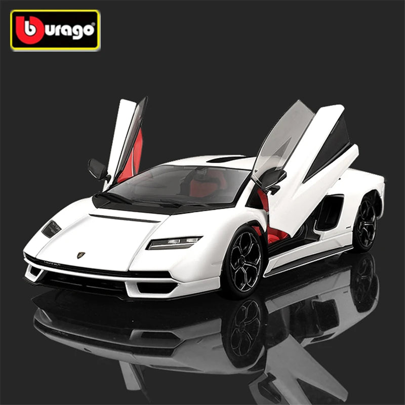 Bburago 1:24 Lamborghini Countach LPI800-4 Alloy Sports Car Model Diecast Metal Racing Model Simulation Collection Kids Toy Gift White - IHavePaws